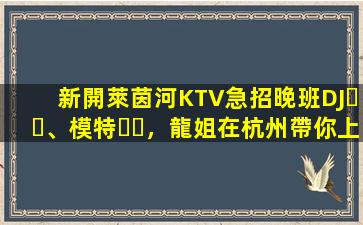 新開萊茵河KTV急招晚班DJ、模特，龍姐在杭州帶你上班